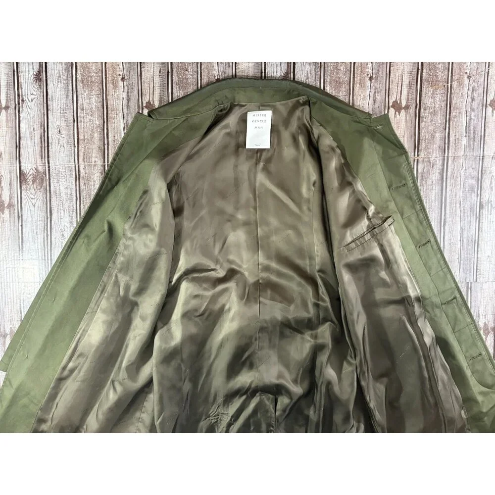 MISTER GENTLEMAN Check Switched Balmacaan Coat sz L color Khaki